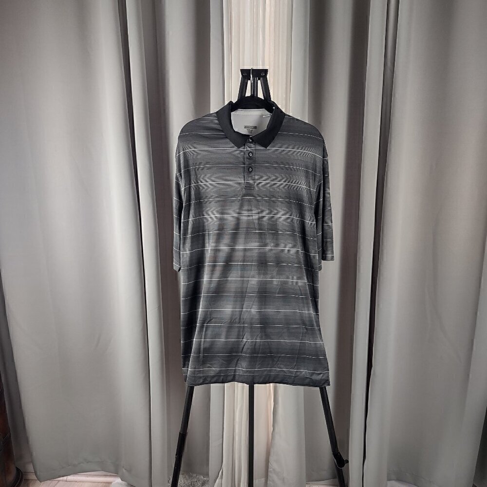 Cutter & Buck Dark Gray Light Gray White Polyester DryTec Polo Golf Shirt Sz XXL
